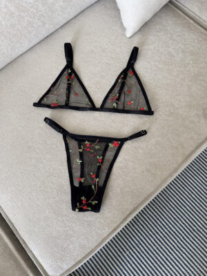Set lencero negro floral