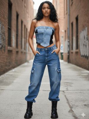 Top Patchwork Denim