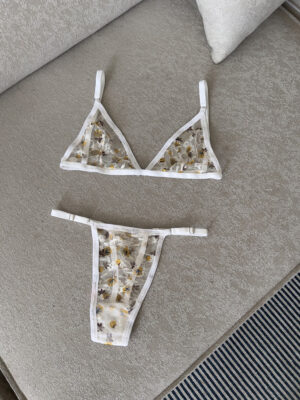 Set lencero blanco floral