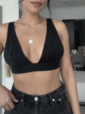 Top denim negro