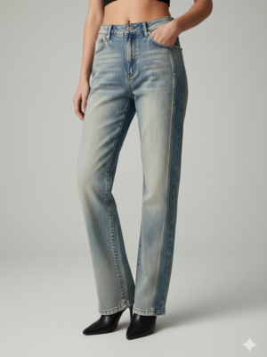 Pantalón jeans con broches en los costados (M)