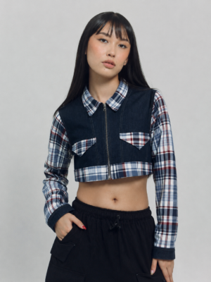 Chaqueta fancy CROP TOP  bicolor (M y S)